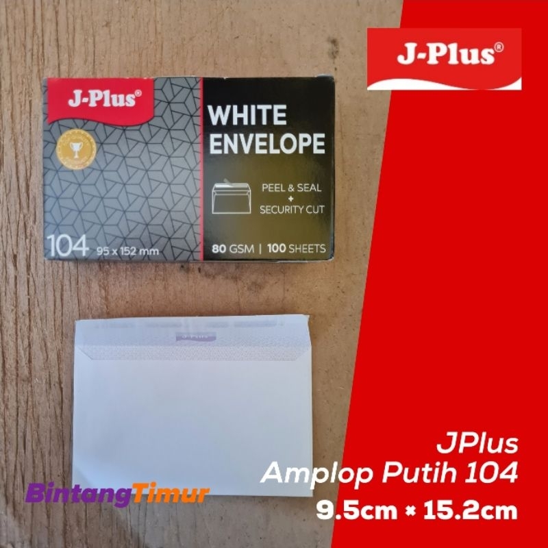 

Amplop Putih JPlus 104 pps 80 gsm | per pak isi 100 lbr