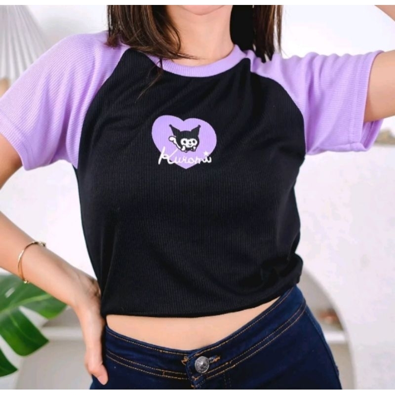Crop top kuromi purple rip