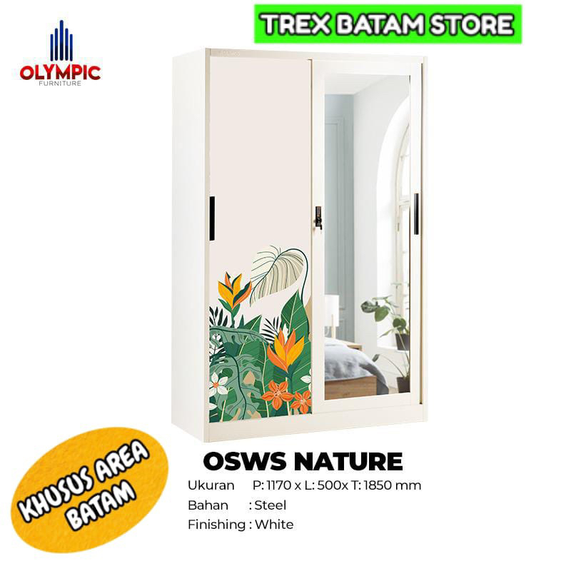 LEMARI SLIDING BESI OLYMPIC OSWS NATURE MARBLE ARLO [ BATAM ]