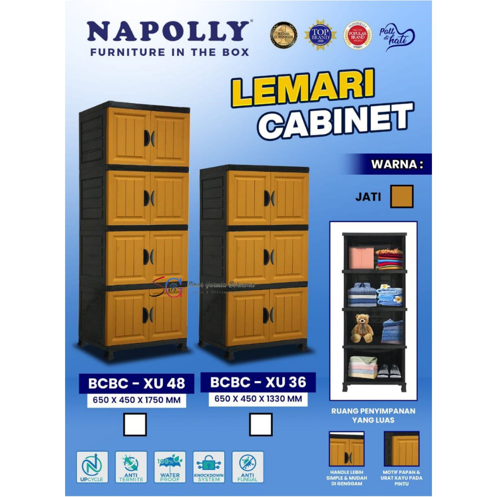 [FULL RAK] LEMARI PLASTIK 4 TINGKAT / 3 TINGKAT NAPOLLY / LEMARI SERBAGUNA MULTIFUNGSI BCBC