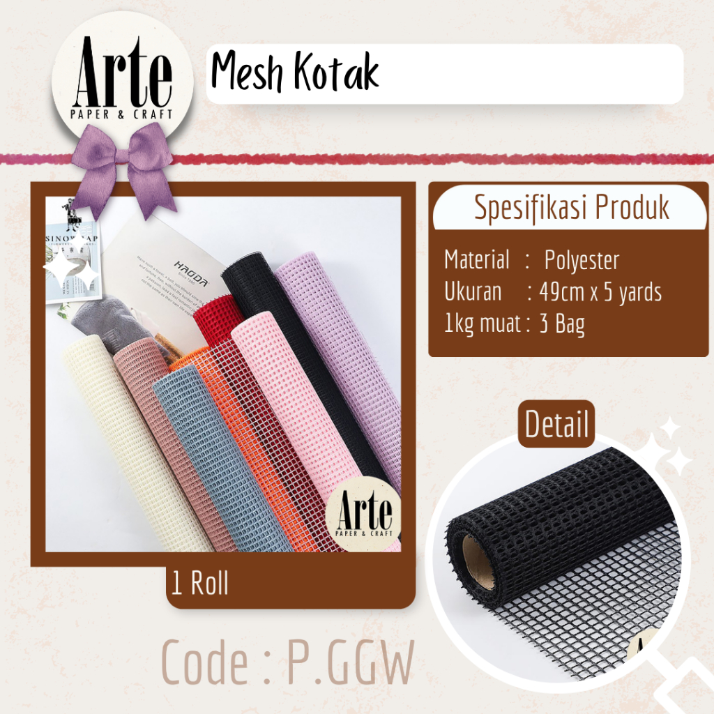 

RN 1 Roll Mesh Kotak Kertas Buket Korea Bunga Flower Wrapping Paper Kado Roll Arte Grosir Jakarta