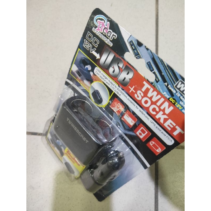 car cas charger hp colokan lighter mobil lubang 2 dan usb 12v