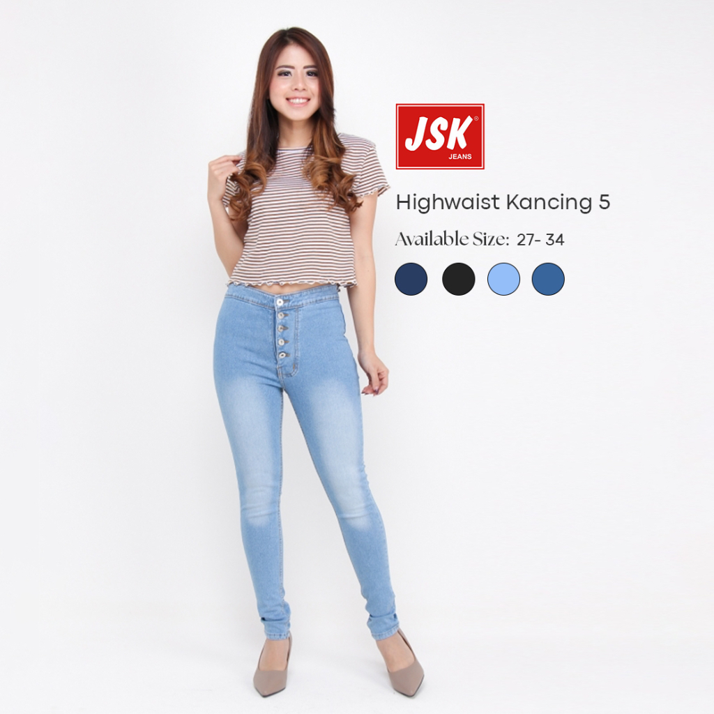 JSK Jeans - Celana Panjang Highwaist Wanita Jeans Highwaist