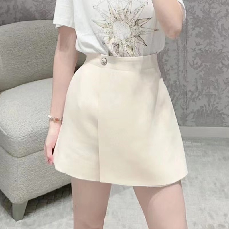 Dior 2023 Spring/Summer New Fake Two Piece Asymmetric Design A-line Version Skirt Pants Women's Half