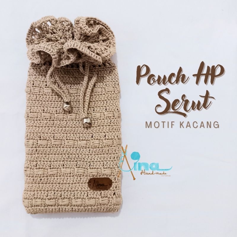 Aina Handmade Phone Case Rajut/ Dompet HP Rajut Model Serut