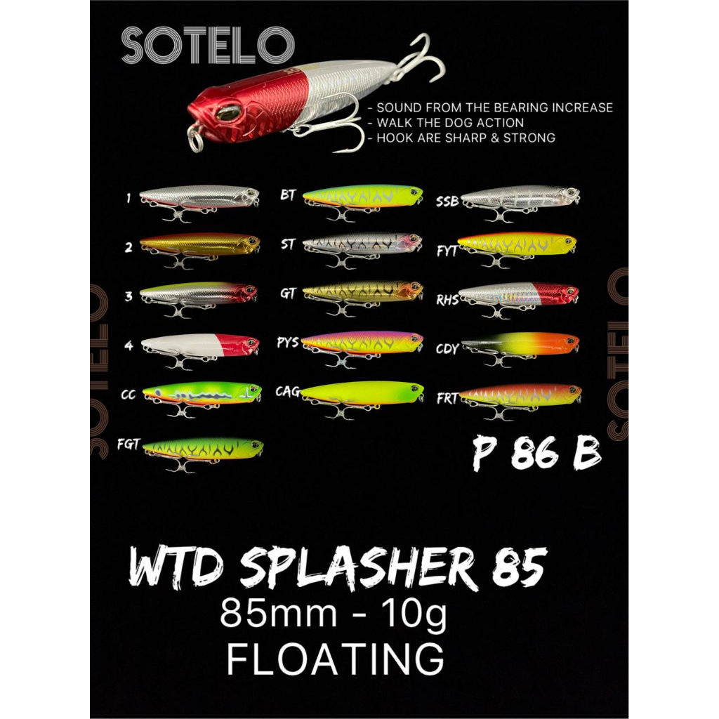 Umpan Pancing Minnow Sotelo WTD Splasher 85 mm 10 gr Floating