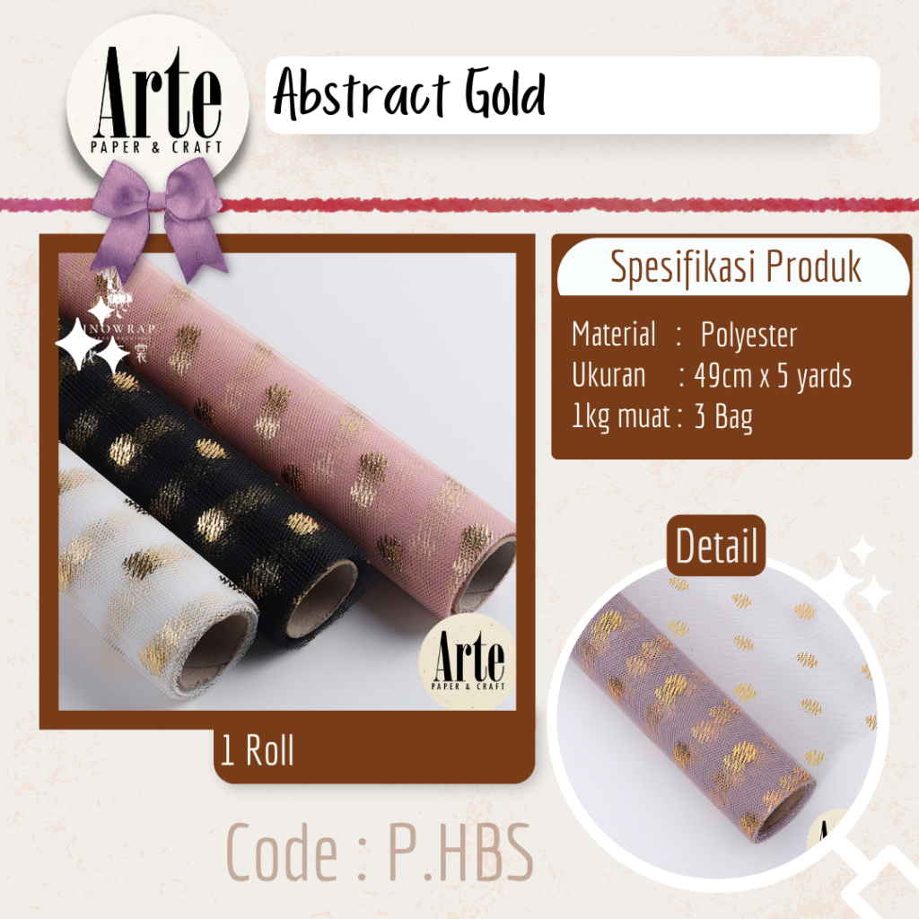 

1 Roll Abstract Gold Buket Bunga Mesh Jaring Bouquet Wrapping Kain Roll P.HBS