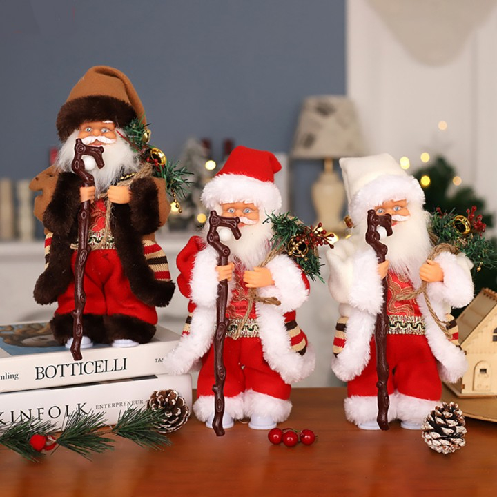 Boneka Santa Elektrik Gerak Lampu Musik 30cm Belt Ukir boneka santa claus boneka natal boneka hias n