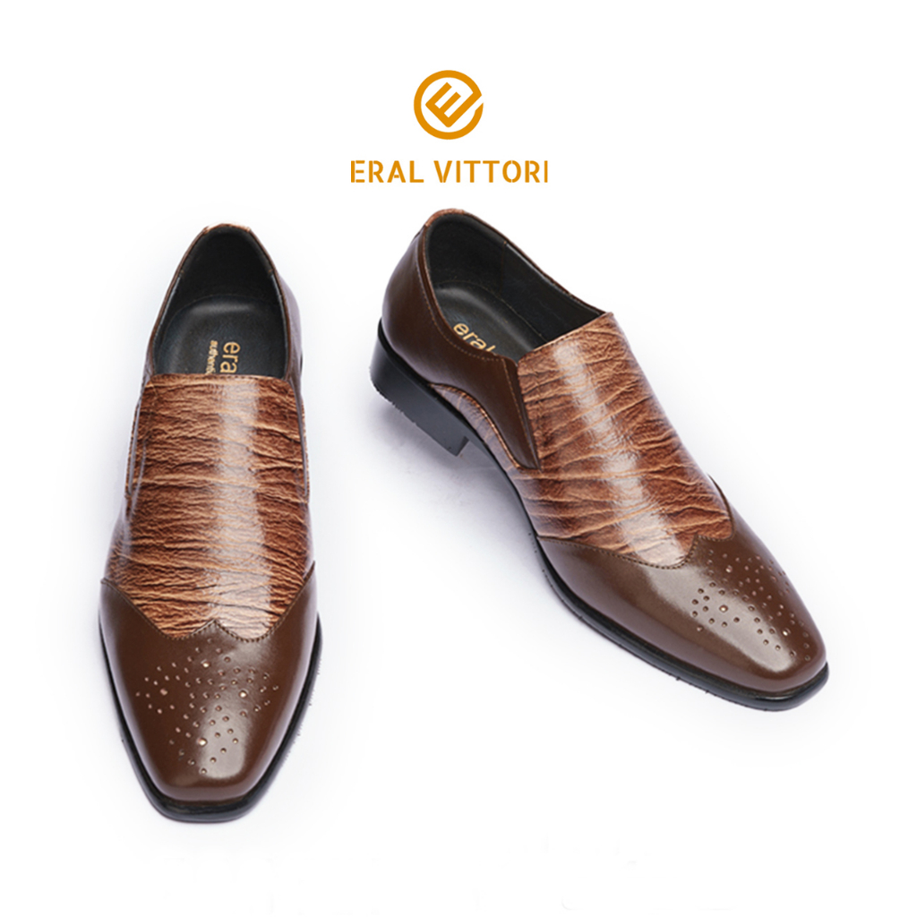 Eral Vittori - Erstep 7001 Sepatu Pantofel Formal Pria Kulit Asli Coklat