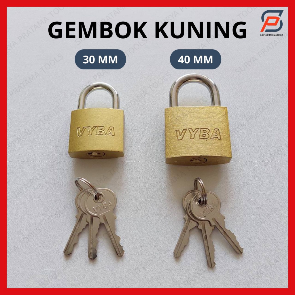 Gembok Kuning 32mm 38mm VYBA Gembok Emas Kilat Tebal Pintu Pagar 30 40 mm