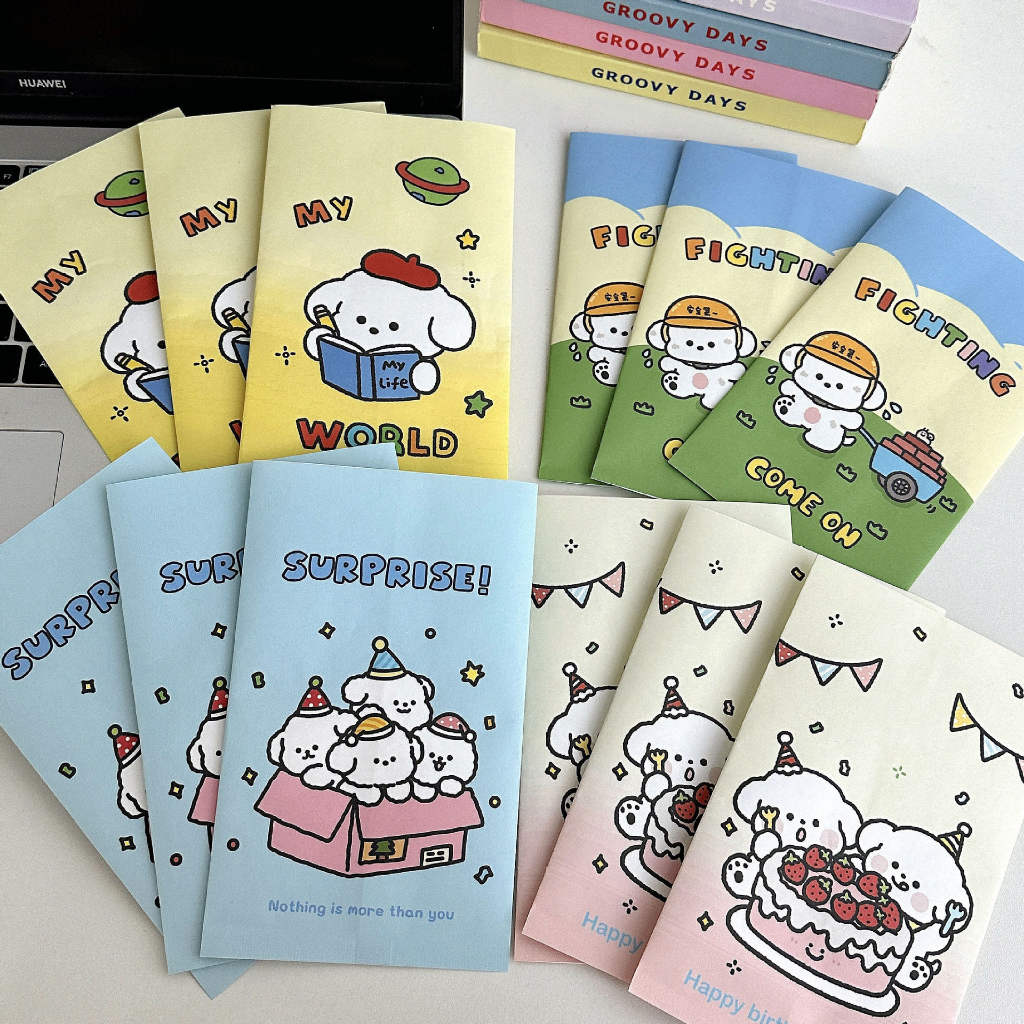 5pcs Cute White Puppy Paper Bag Fancy / Kantong Kertas Fancy Flat Lucu / Packing Online Shop