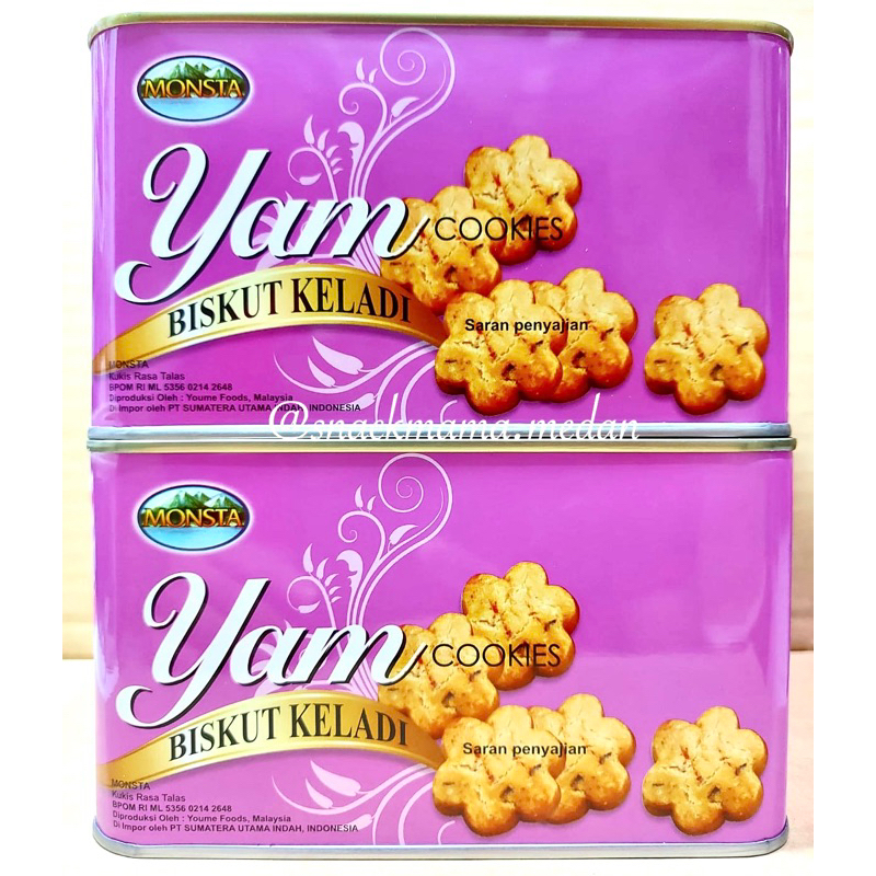 

MONSTA YAM COOKIES KALENG BISKUIT KELADI HALAL IMPORT MALAYSIA 700GR