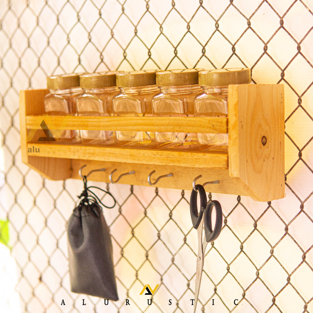 RAK DINDING UNIK UNTUK RAK BUMBU DAPUR / RESTO / KOSMETIK / RAK BUKU / RAK BUMBU DAPUR KAYU JATI BEL