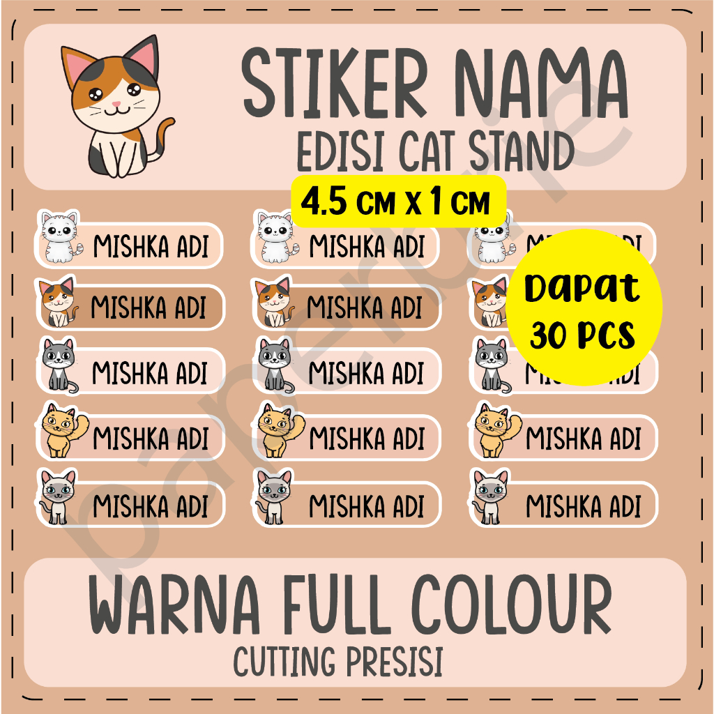 

Stiker label nama CAT STAND anak Sticker buku anak sticker pensil kartun sticker