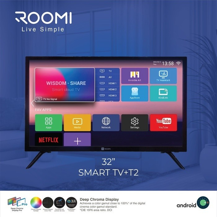 Roomi Smart TV Digital - 32 inch - Android 11