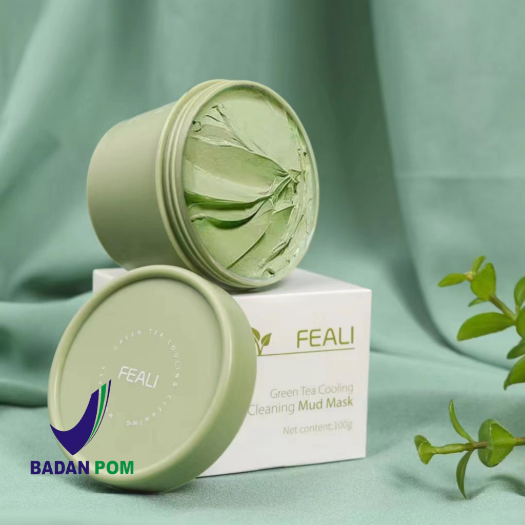 FEALI Green Tea Cooling Cleaning Mud Mask / Feali Green Tea Clay Mask / Masker Wajah Pore Clean Mask