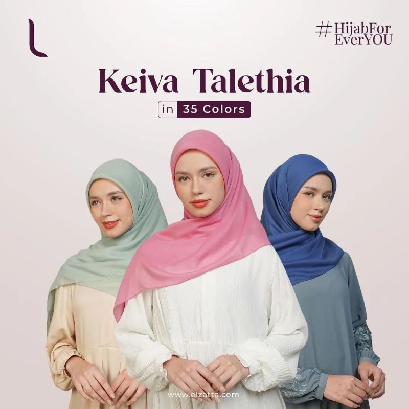 Kerudung Elzatta Segi Empat Polos Scarf Keiva Talethia