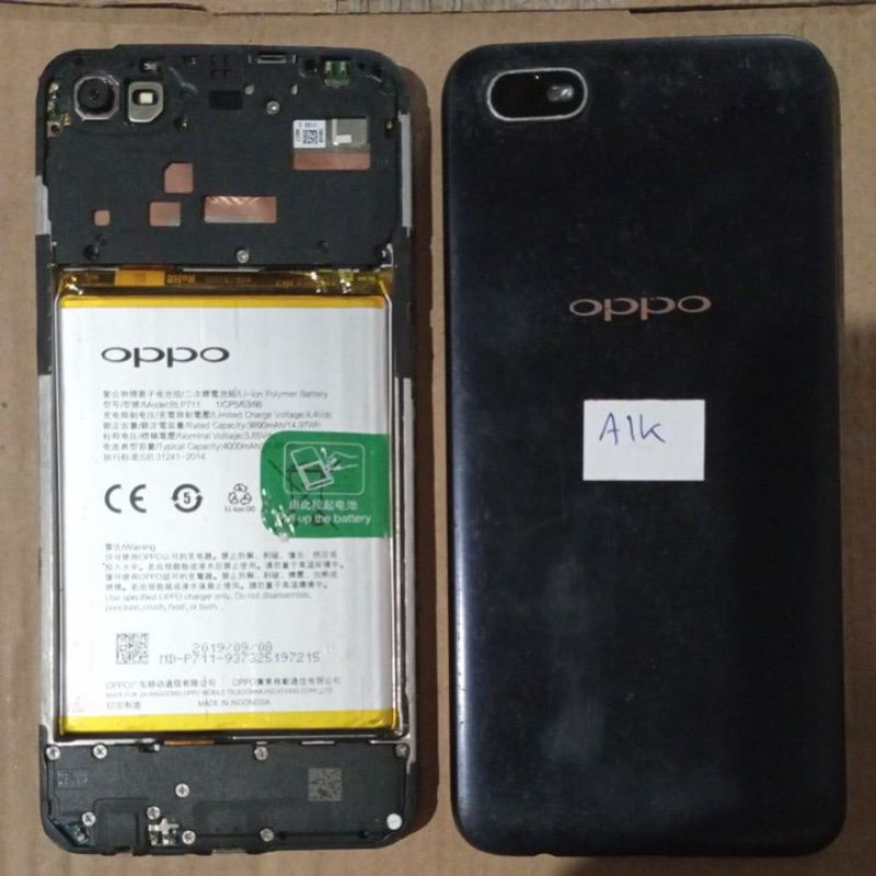 mesin unit oppo A1K hidup normal lcd mati / garis