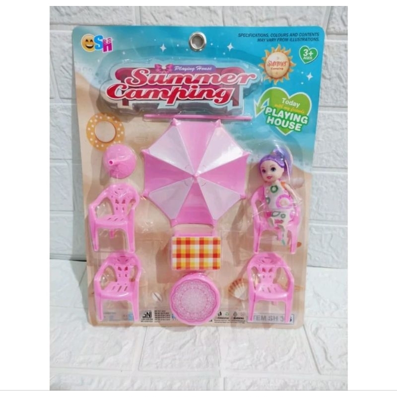 Mainan Anak Camping Set Boneka Mainan Anak pantai summer camping press