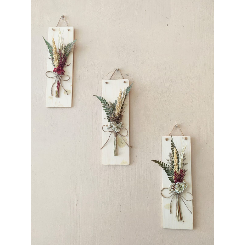 FG-Hiasan dinding Pajangan dinding potongan kayu buket bunga kering dekorasi dinding sovenir