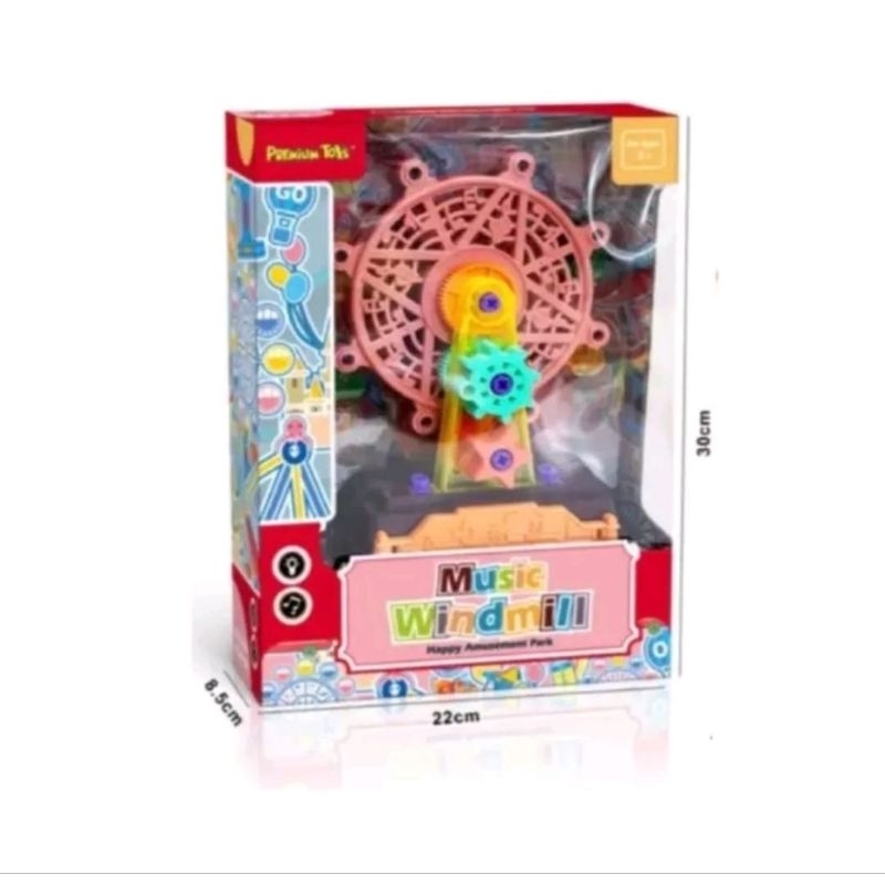 MAINAN MUSIC WINDMILL MAINAN KINCIR ANGIN BATERAI MAINAN BIANGLALA MINI ADA LAMPU DAN MUSIK BATERAI 