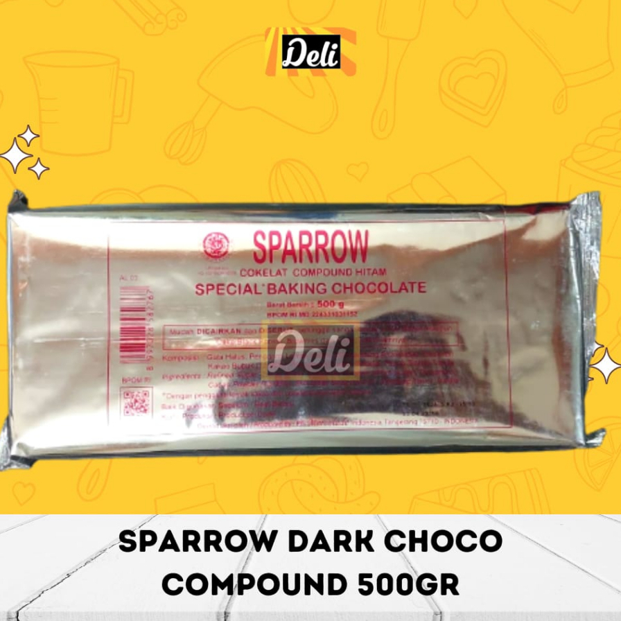 

Sparrow Choco Compound Dark Choco Coklat Batang 500gr