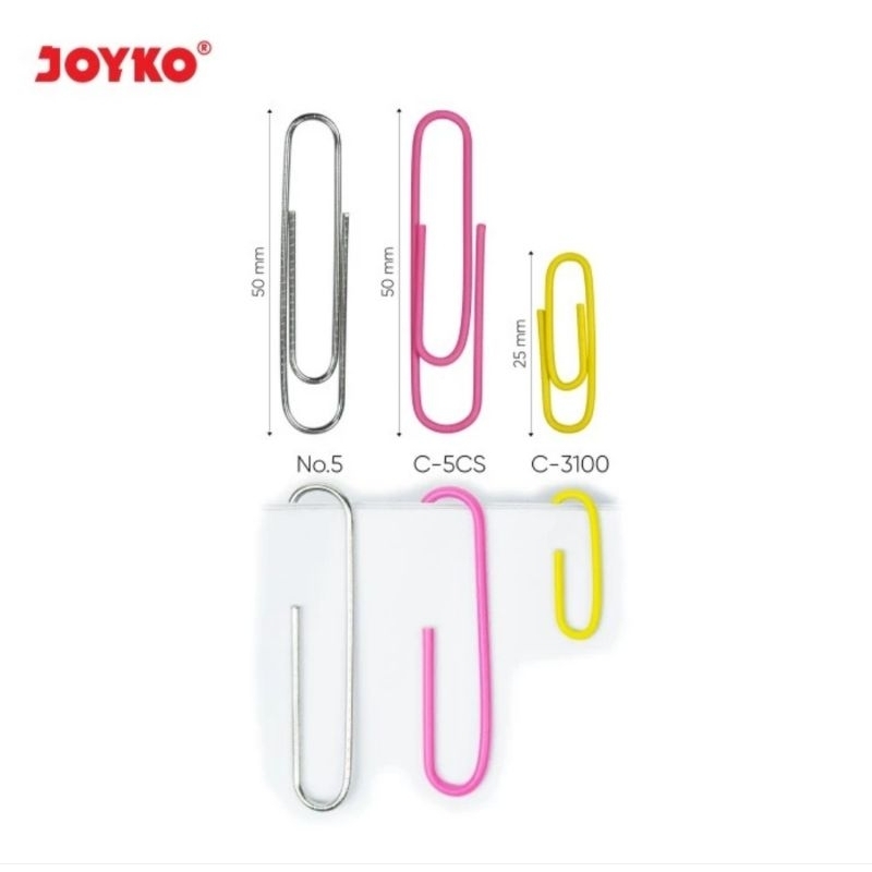 

( 1 pak besar = 10 pak kecil ) Paper Clip Klip Penjepit Kertas Joyko no 5 Silver 50 mm