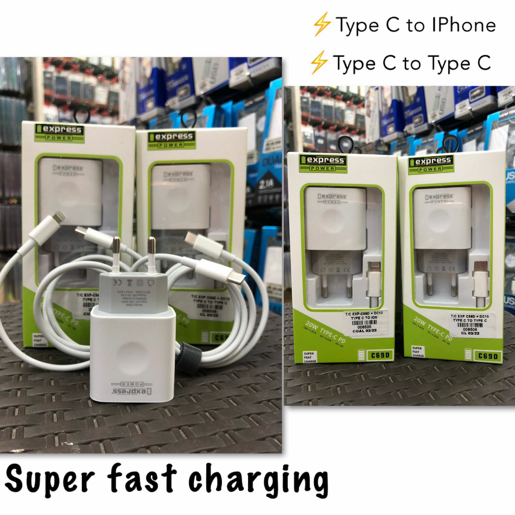 CHARGER TYPE C TO LIGHTNING/TYPE C SUPER FAST CHARGING