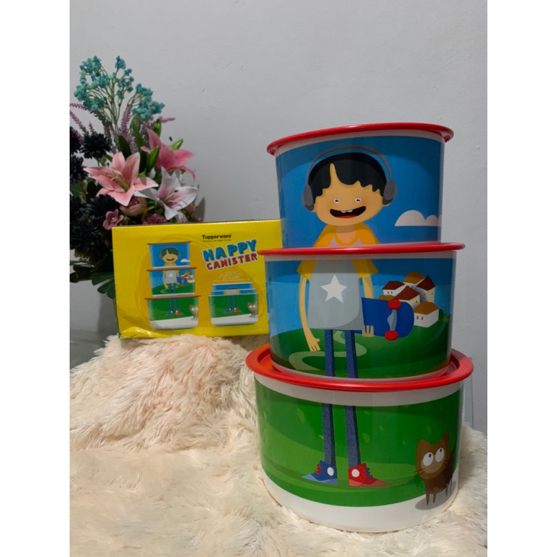 Happy Canister (isi 3) Tupperware New