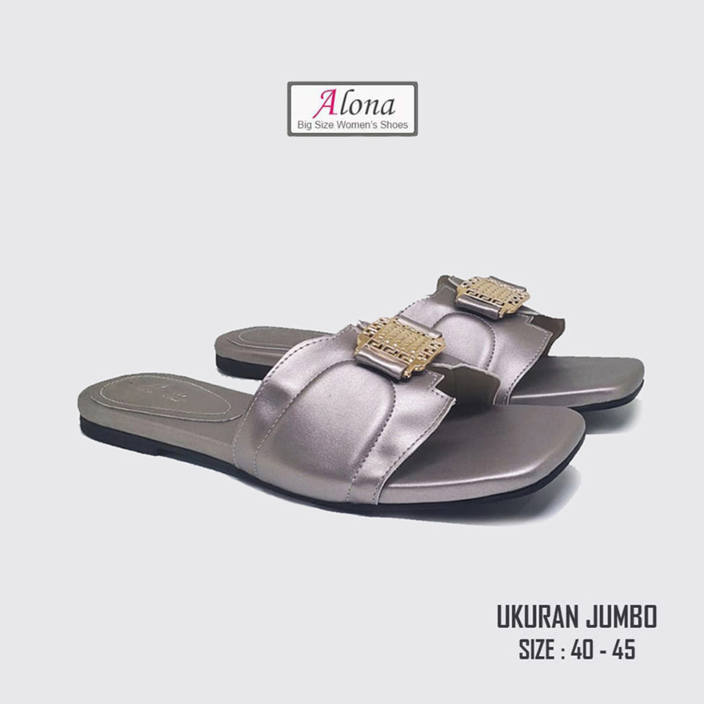 Sandal flat style simpel pesta wanita Ukuran jumbo 41 42 43 44 45