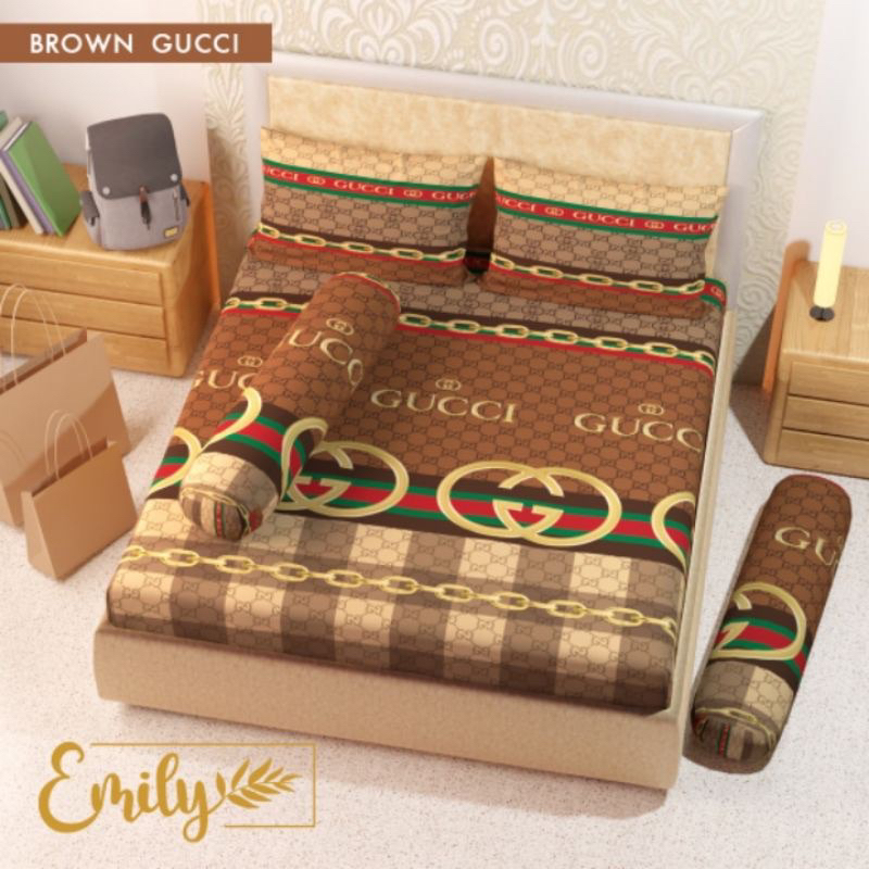 Sprei Gucci Coklat - Sprei Motif Gucci