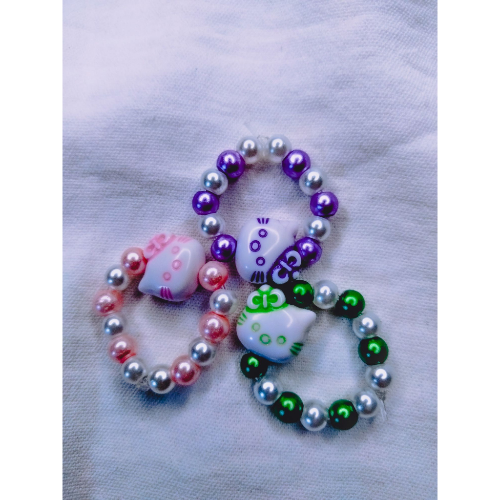 cingcin manik-manik hello kitty lucu