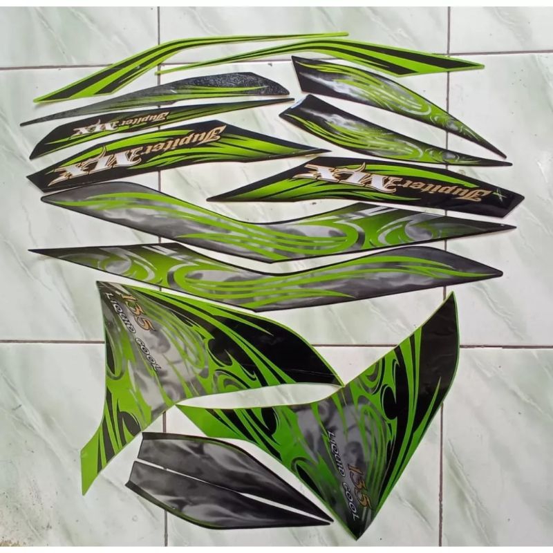 stiker striping yamaha jupiter mx new 135 2011 hijau lis body original