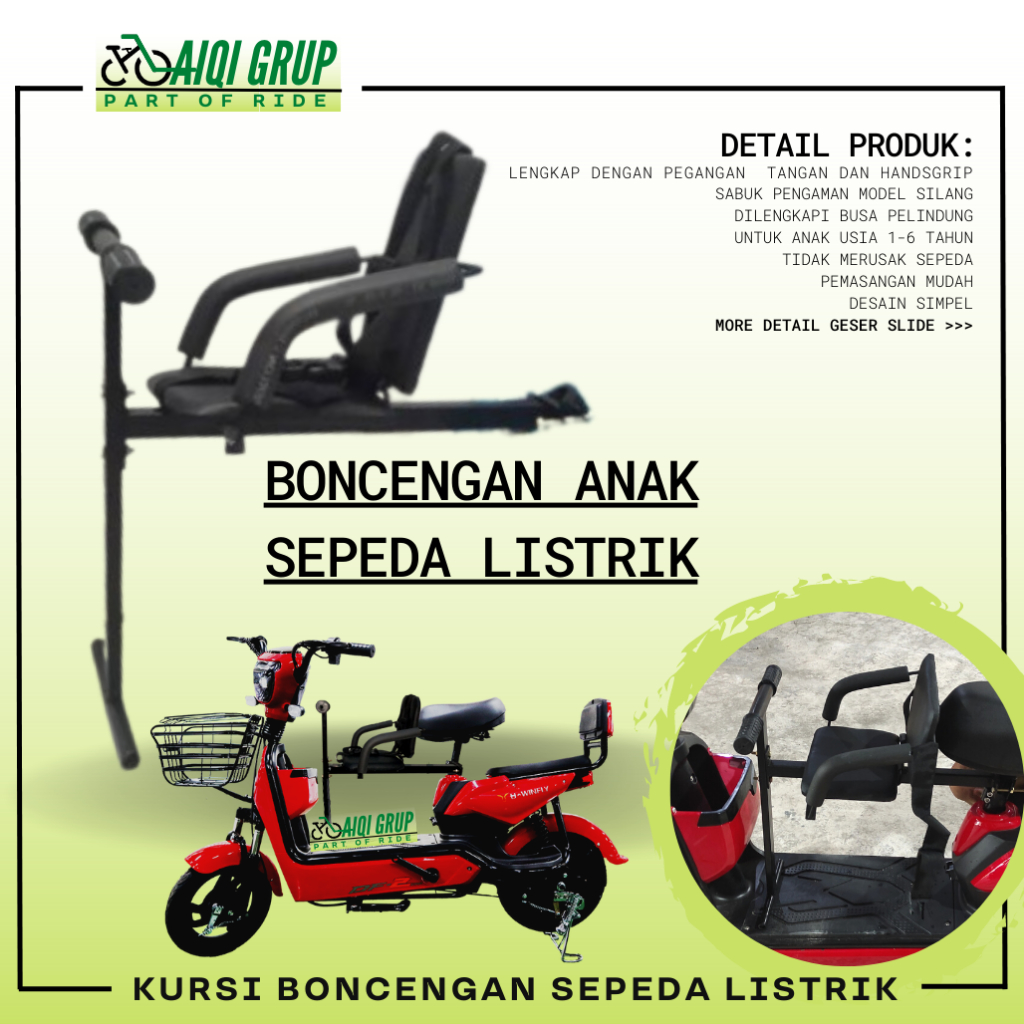 Kursi Boncengan Depan Sepeda Listrik Super premium anak depan Boncengan Sepeda Listrik Bayi
