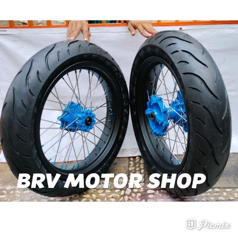 Velg SuperMoto Honda Crf 150  Full Set 300-350-17 Full Set ban Siap Pakai