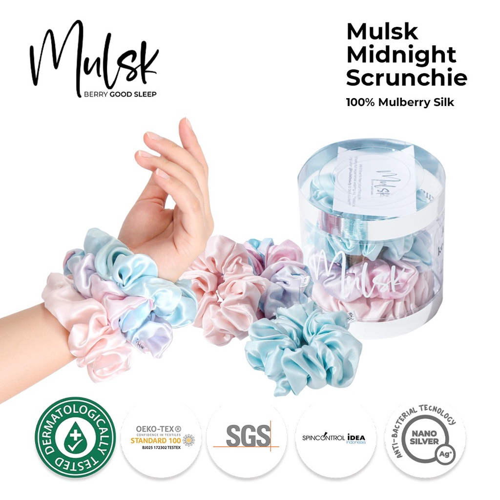 MULSK - MULSK MIDNIGHT SCRUNCHIE 100% MULBERRY SILK (COTTON CANDY)