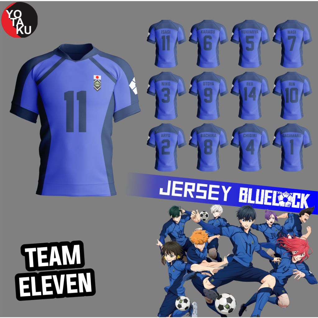 Jersey Anime Cosplay Blue Lock Team 11 Team Eleven Seri 2 Nagi Reo