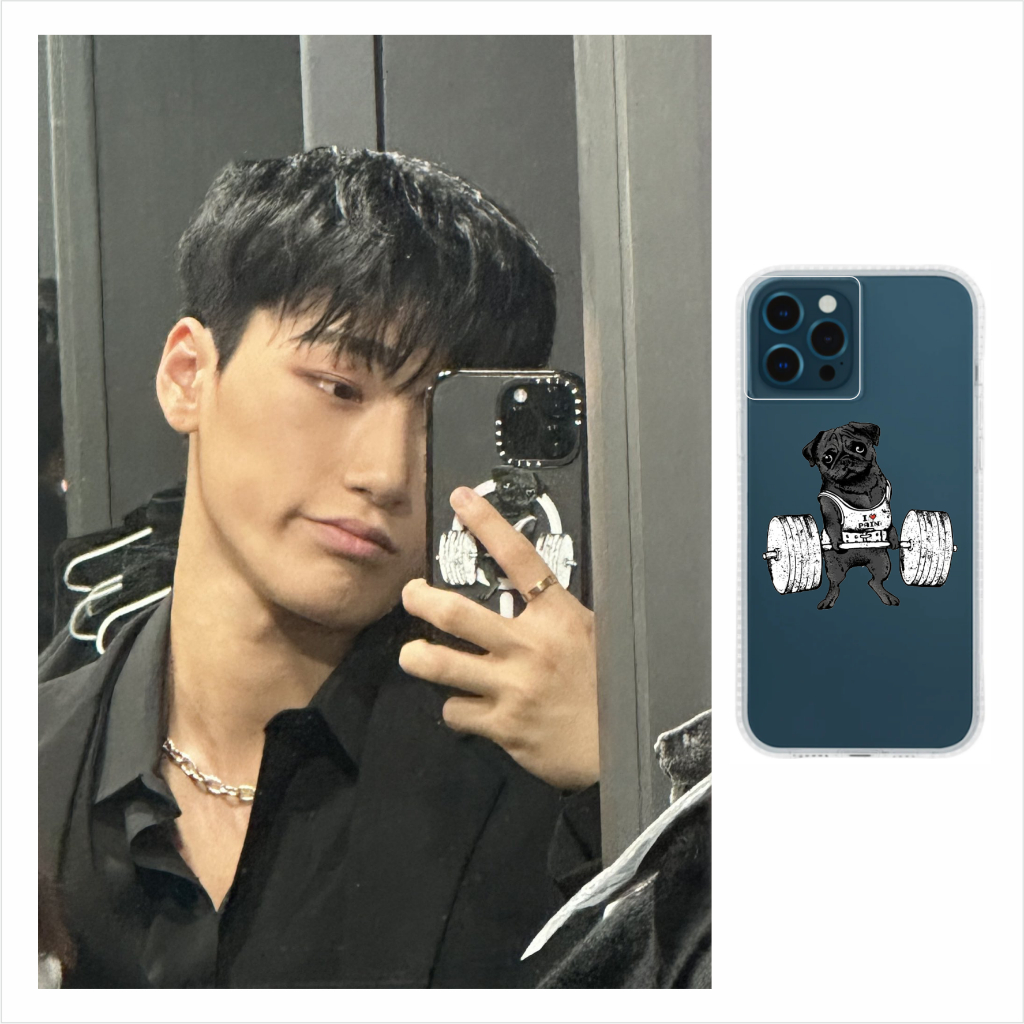ATEEZ SAN black pug puppy custom transparent phone case