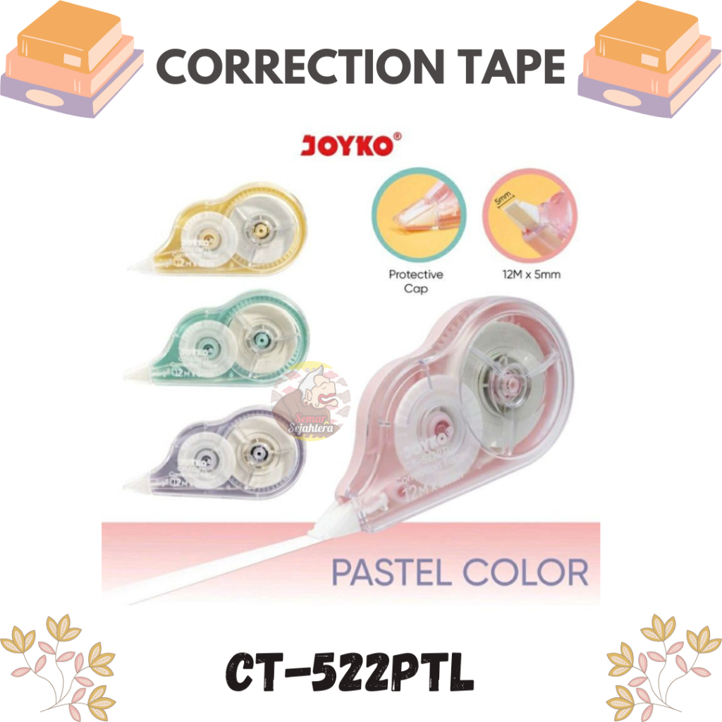 

[PCS] CORRECTION TAPE / TYPE X KERTAS JOYKO CT-522PTL 12 METER WARNA PASTEL