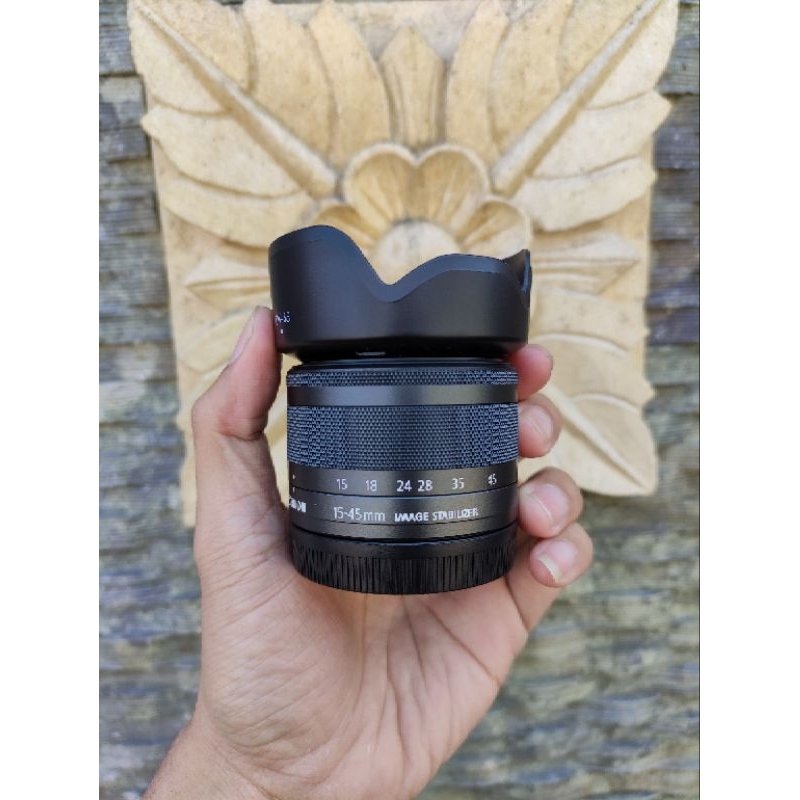 Lensa Canon EFM 15-45mm IS STM Bonus Hood Mulus Istimewa
