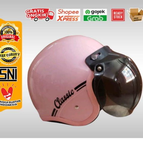 Helm Bogo Retro List Pink Leono Classic - Pink