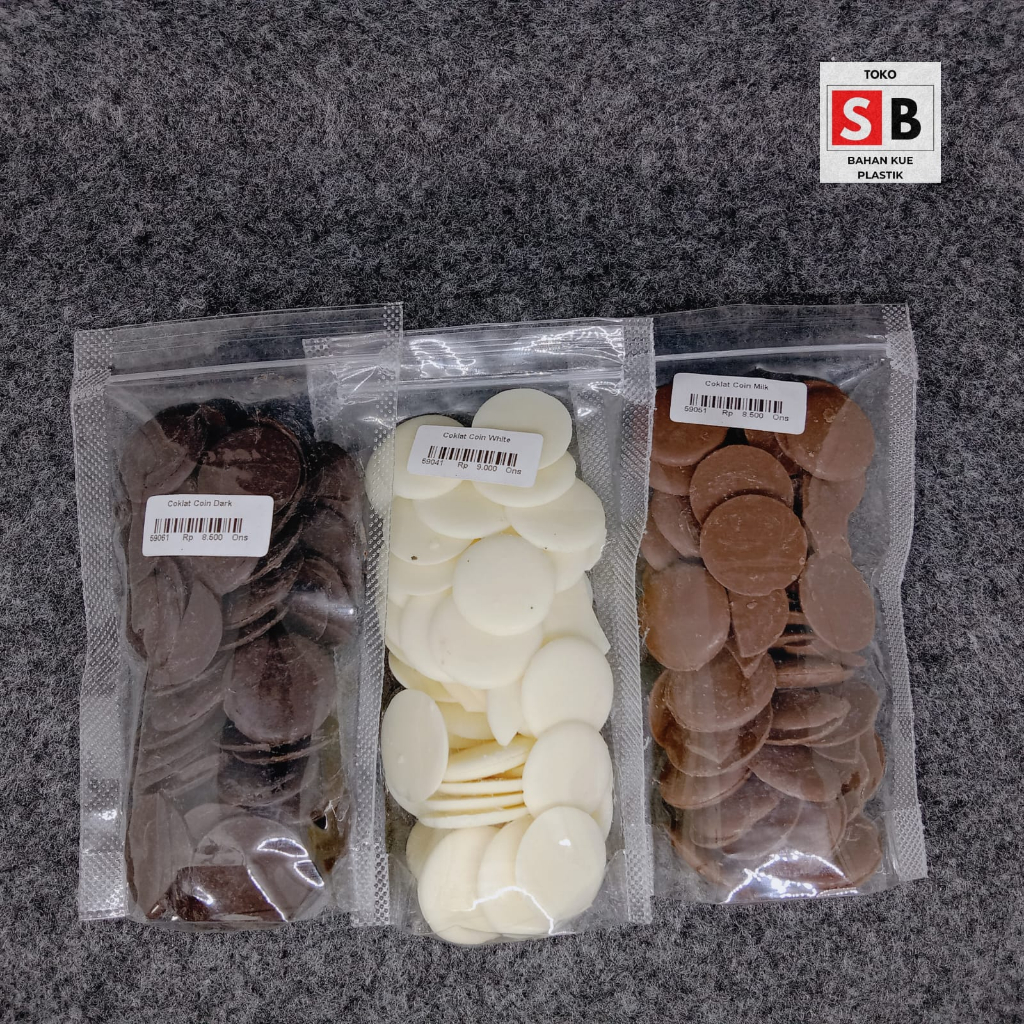 

COKLAT COIN DARK, MILK, WHITE 100GR