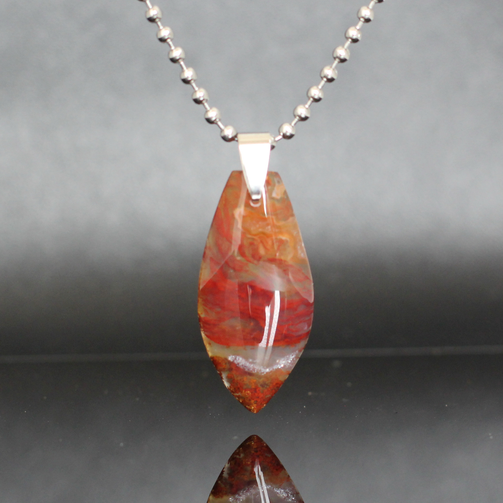 Kalung Liontin Batu Lumut Suliki Merah Natural Moss Agate LT1454