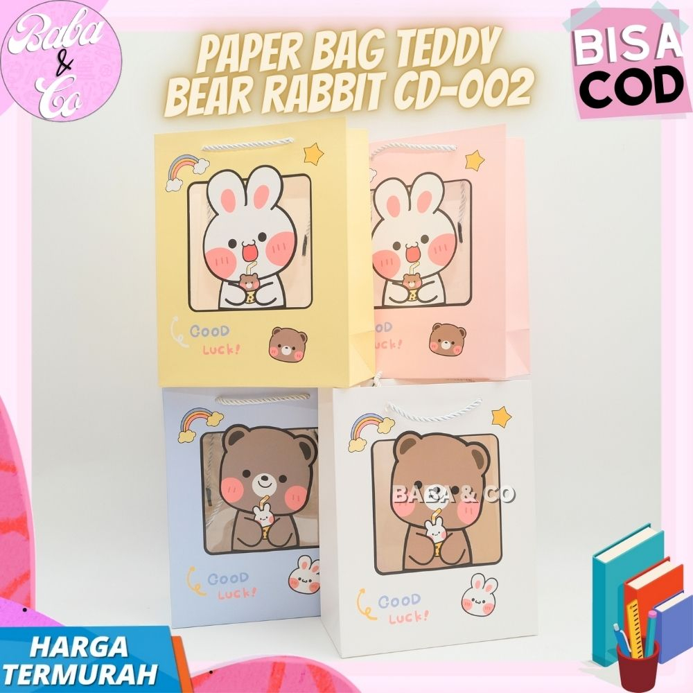 

KANTONG HADIAH PAPER BAG TEDDY BEAR RABBIT CD-002 PAPERBAG SOUVENIR TAS KADO TEDDY BEAR UNIK KANTONG GOODIE BAG PAPER CD 002 KELINCI