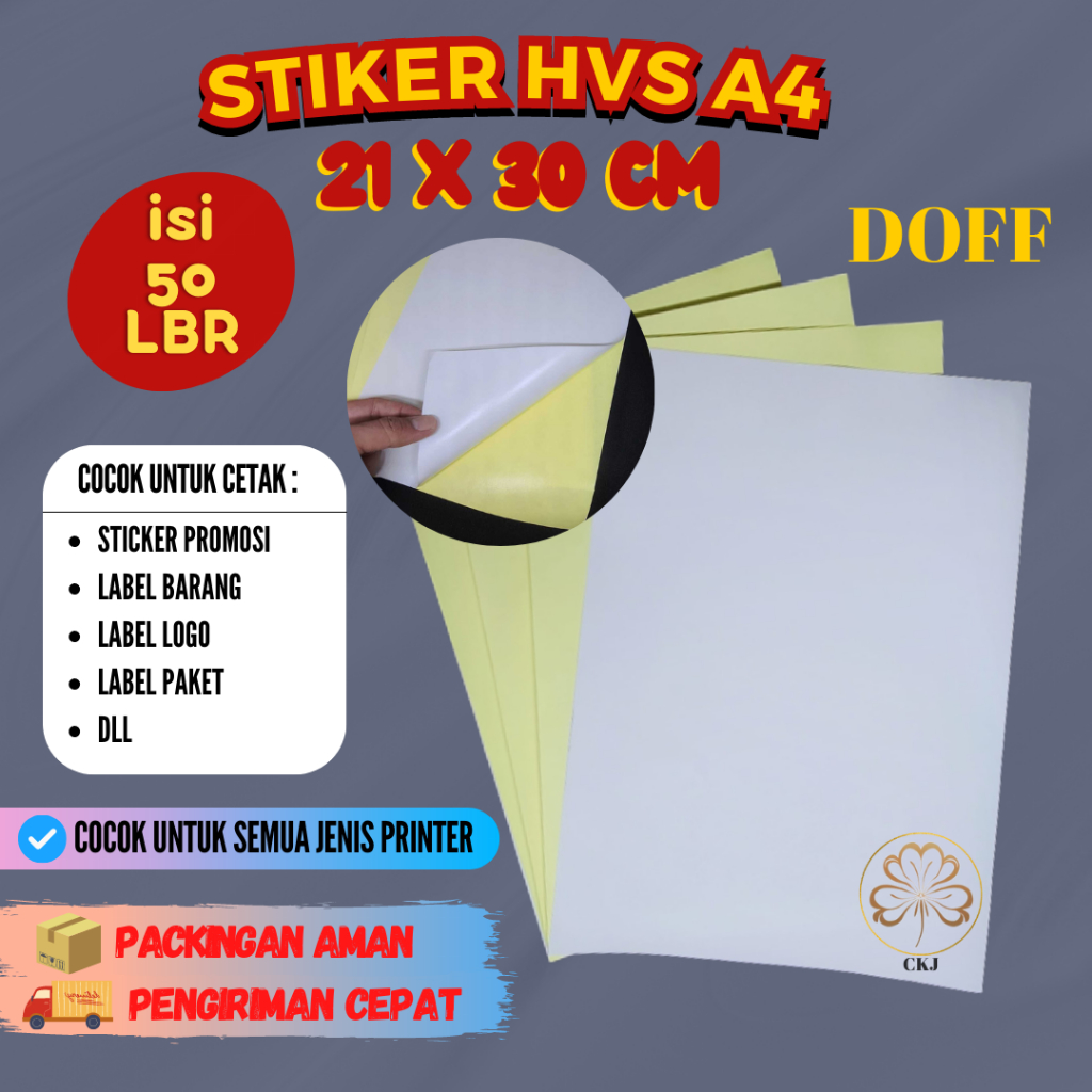 

STICKER HVS A4 ISI 50 LEMBAR / KERTAS STIKER HVS INKJET DOFF A4