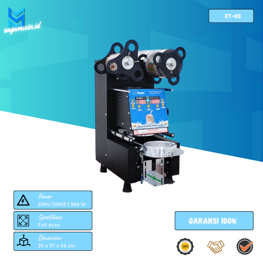 Mesin Cup Sealer Semi Auto ET-A9 | Full Auto ET-H3 | Mesin Cup Sealer Otomatis | Mesin Kemasan Otoma