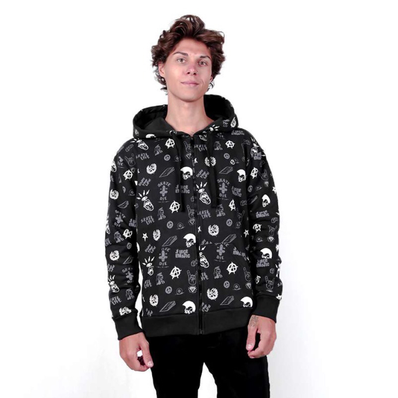 JAKET ZIPPER HOODIE JUICE EMATIC KNUP BLACK