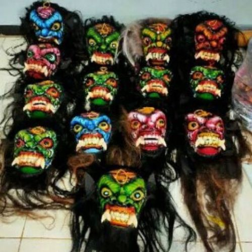 Topeng gedruk topeng buto gedruk mika rambut panjang mainan anak kostum topeng karnival jaranan