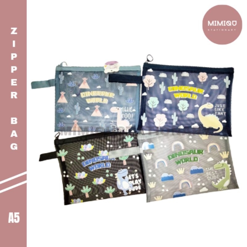 

Zipper Bag/Tempat Pensil/Map Pen Case/Tas Jaring Resleting A5