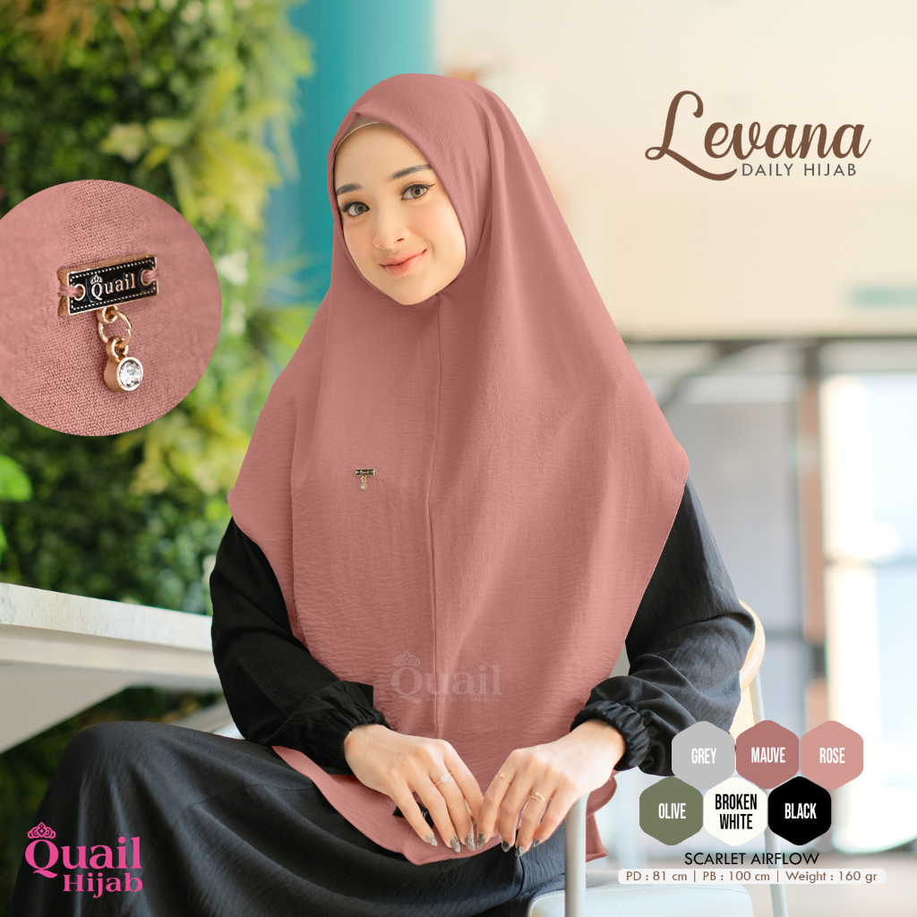 LEVANA Daily Hijab Cutting V Non Ped by Quail Hijab Ori Murah